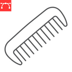 Hair brush line icon, hairdresser and care, comb vector icon, vector graphics, editable stroke outline sign, eps 10.