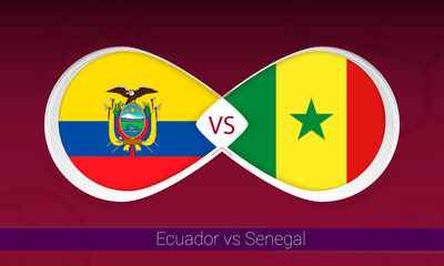 Ecuador vs Senegal  in Football Competition, Group A. Versus icon on Football background.