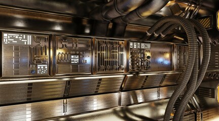 Fototapeta premium Realistic 3D Render of Scifi Interior
