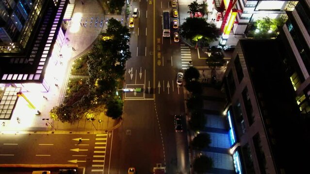 Aerial view on Xinyi streets, Taiwan, Taipei