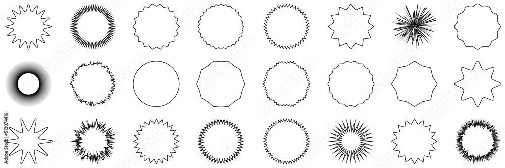 Canvas Prints sun collection line vector icons. sun rays. vector illustration