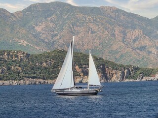 Beautiful sailboat on Mediterranean in Turkey