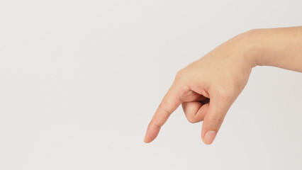 Fah hand sign (pitch) or the inspirng tone on white background .The sign of tone in key