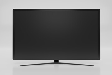 Realistic TV screen. TV flat screen LCD, plasma realistic illustration, 4k monitor isolated on white background. Black LED television. Modern blank screen. 3D render illustration.