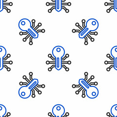 Line Smart key icon isolated seamless pattern on white background. Colorful outline concept. Vector