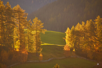 Splendid morning view from the top of Giau pass. Colorful autumn landscape in Dolomite Alps,...