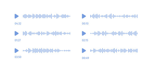Voice social message. Audio sound waves. Media recording chart. Podcast soundwave lines. Volume equalizer with stereo noise. Speech bubble notification. Shape of mobile talk track. Vector illustration