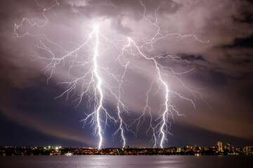 Lightning over the city