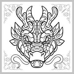Dragon head zentangle arts, isolated on white background