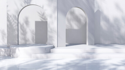 Podium and wall scene abstract background. 3D illustration, 3D rendering	
