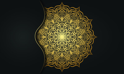 Luxury mandala background with ornamental design in golden color, 
geometric and decorative mandala for print, poster, book cover, brochure, flyer, banner