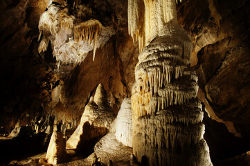 Stalactite of Punkva Caves, Czech Republic.