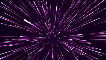 Abstract hyperspeed background. Movements of big data cyberspace. Dynamic light lines on the speed. Futuristic explosion of light. Colored rays in motion. 3D rendering.