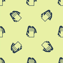 Blue Cleaning service icon isolated seamless pattern on yellow background. Latex hand protection sign. Housework cleaning equipment symbol. Vector