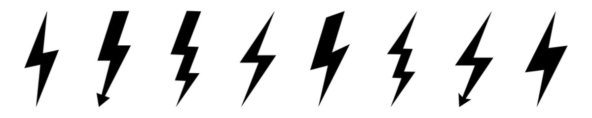 Lightning bolt icons vector set. Thunderbolt sign. Thunder icon. Vector 10 EPS.