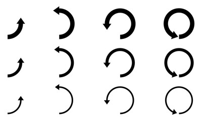 Rounded Arrow vector set. Circular move arrows. Abstract set with rounded arrow for web design. Vector 10 EPS.