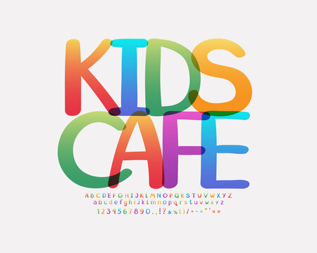 Colorful flyer Kids Cafe. Bright alphabet and numbers