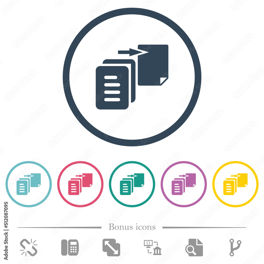 Aufkleber move file solid flat color icons in round outlines