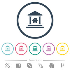 Real estate loan flat color icons in round outlines