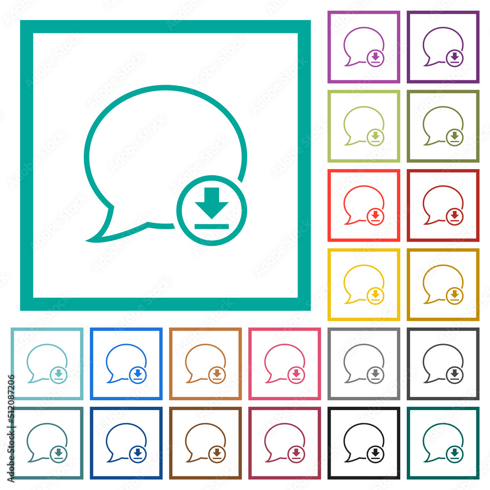 Aufkleber message download outline flat color icons with quadrant frames