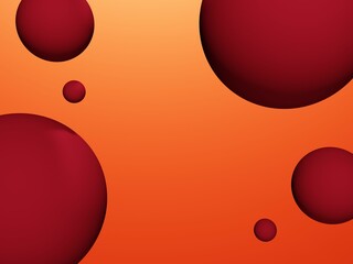 red and orange 3d rendering abstract background with circle art