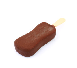 Chocolate ice cream stick isolated on white background with clipping path