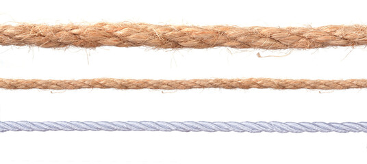 Fototapeta na wymiar Group of rope Isolated on white background. Simple design. Copy Space.