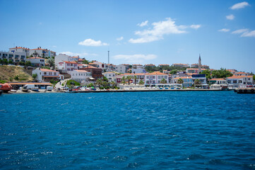 Fototapeta premium Old town (Tenedos) in Canakkale, Turkey. Sea port Tenedos 
