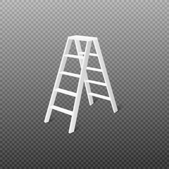 Self-supporting portable step ladder, realistic 3d vector illustration isolated on transparent background.