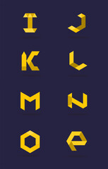 Distort Modern Alphabet Letters, Multicolor Overlay stylized letter. Geometric triangle. Hexagonal futuristic ABC. I, J, K, N, L, M, N, O, P.
