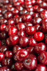 Ripe red cherry. Background for screensaver on the phone