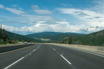 Curve of the highway in Rocky mountains in British Columbia