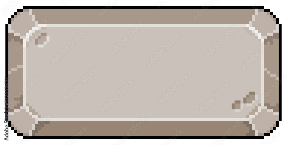 Poster pixel art stone style button for game and app interface vector icon for 8bit game on white backgroun