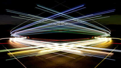 cross lights of cars with night. long exposure