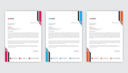 Professional abstract letterhead design template. Multipurpose colorful letterhead design. Modern business style letterhead design template