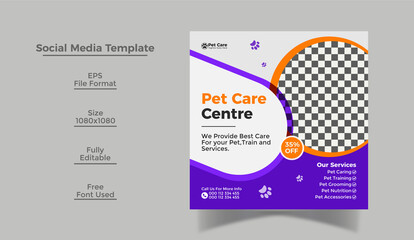 Pet store or care social media promotion Instagram banner post design template