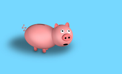 3d rendering of a cute little pig piggy bank