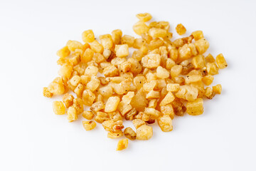 fried lard cracklings on a white background