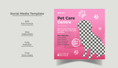 Pet store or care social media promotion Instagram banner post design template