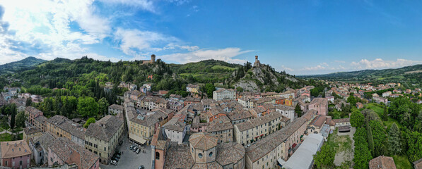 Drone view at the historical village of Brisighella in Italy