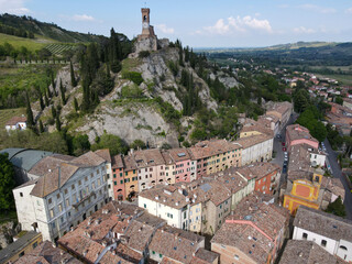 Drone view at the historical village of Brisighella in Italy