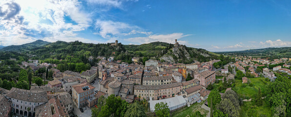 Drone view at the historical village of Brisighella in Italy