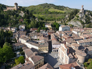 Drone view at the historical village of Brisighella in Italy