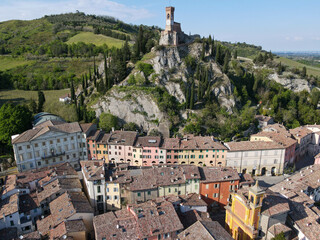 Drone view at the historical village of Brisighella in Italy