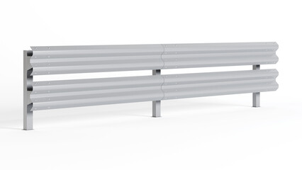 Metal road barrier. Barrier for protection and control. 3D rendering.