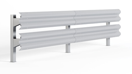 Metal road barrier. Barrier for protection and control. 3D rendering.