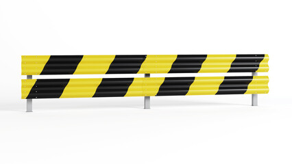 Metal road barrier. Barrier for protection and control. 3D rendering.