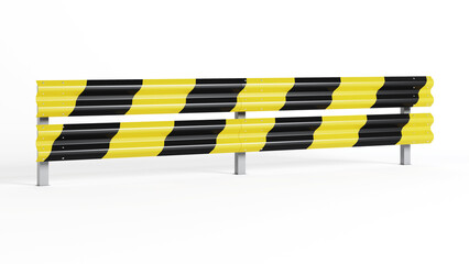 Metal road barrier. Barrier for protection and control. 3D rendering.