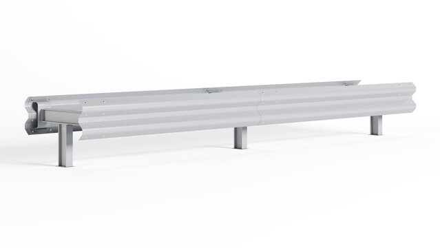 Metal road barrier. Barrier for protection and control. 3D rendering.