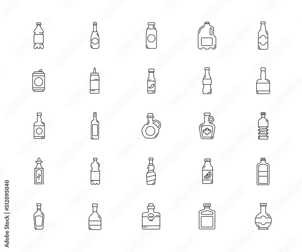 Wall mural icon set of bootle. simple outline icon. vector illustration..
